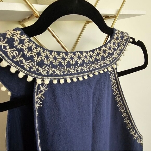 THML Blue Embroidered Blue Sleeveless Sheath Dress Size Small - Picture 11 of 11